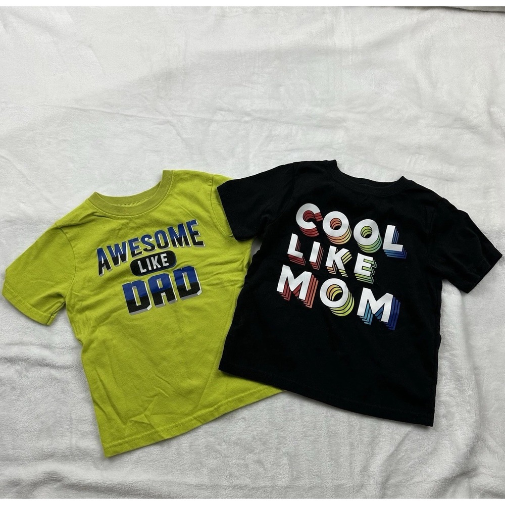 Garanimals T-Shirts Boy's 3T Set Of 2 Black Green Mom Dad Cool Awesome